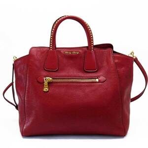 Miu Miu handbag shoulder bag red gold leather